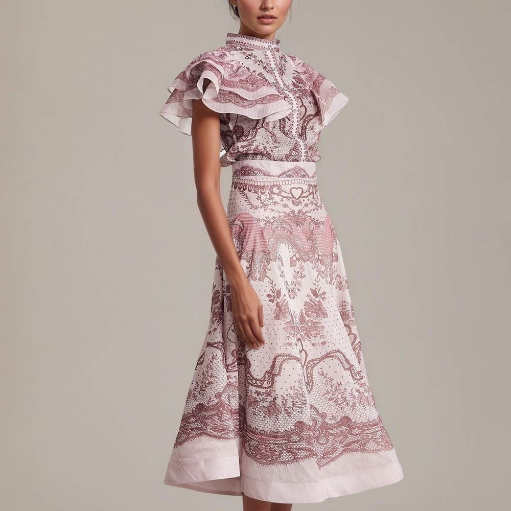 Designer-Style Pink Ruffled Two-Piece Dress Set - Picture 8 of 11
